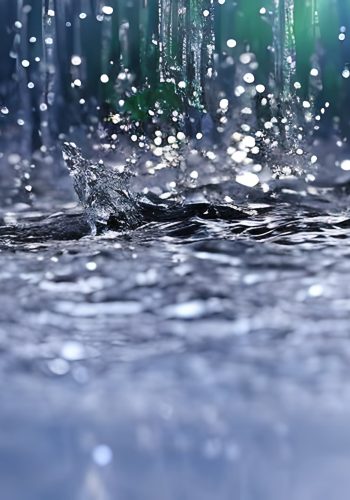 Heavy rain drop at the road surface bokeh background