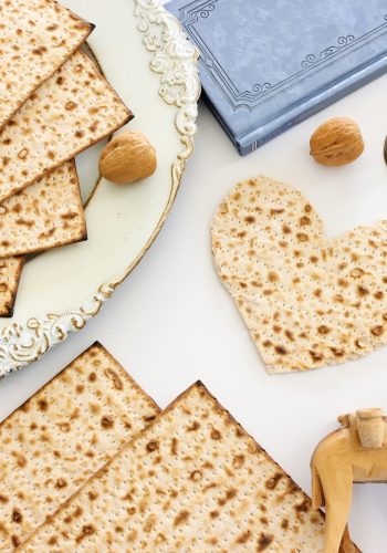 Pesah celebration concept (jewish Passover holiday) over isolated white background